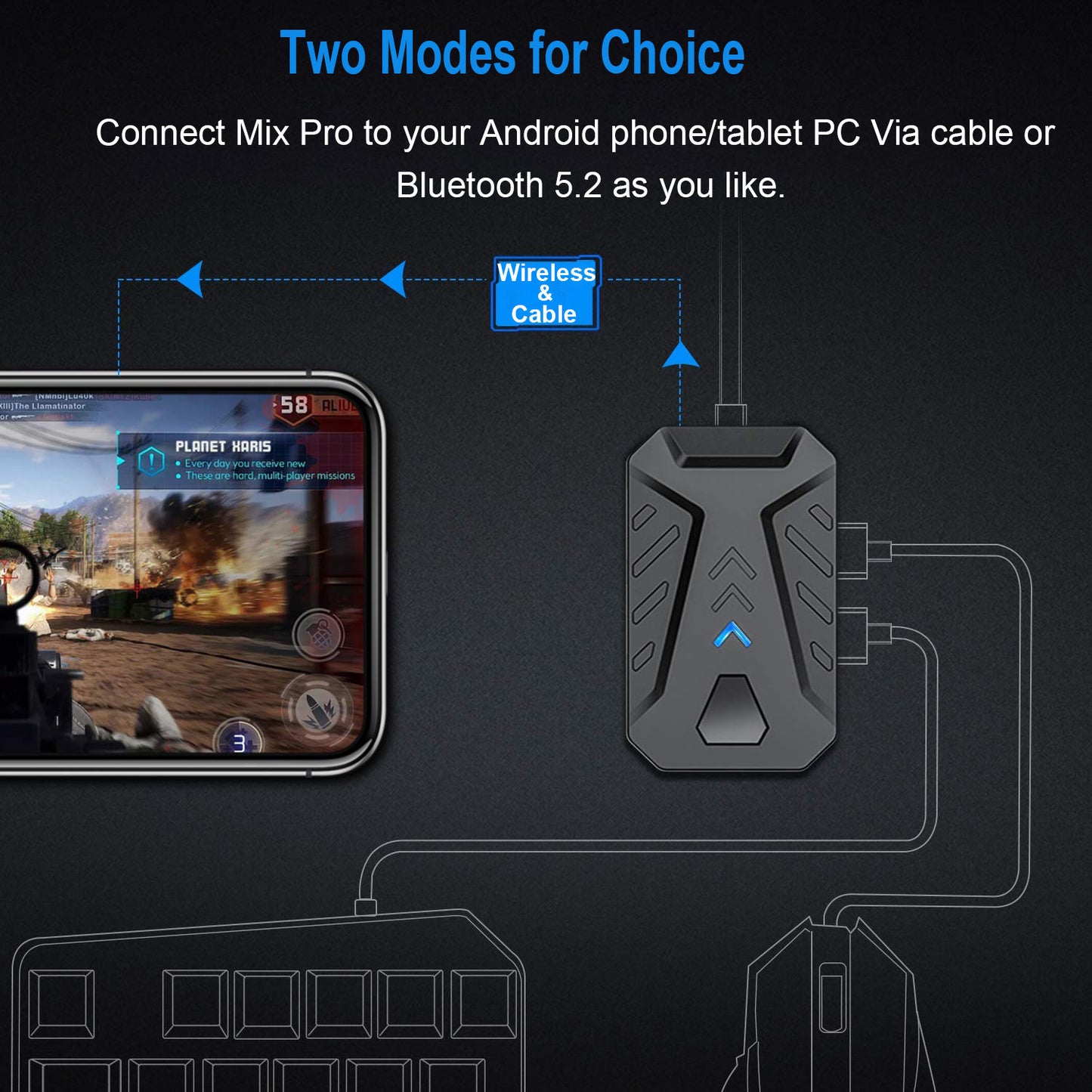 Gaming Mix Pro 4 in 1 mobile game keyboard mouse combo Pack