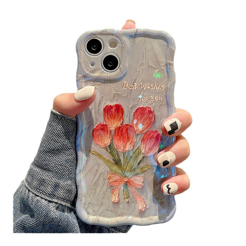 Accessories Superior Sense Spring Oil Painting Flower Bouquet iphone15pro max Mobile Phone Case Apple 14 New ins