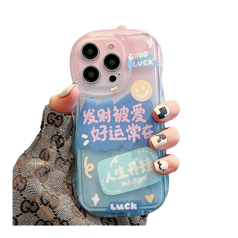 Accessories Suitable for advanced sense, gradual change of color, make a fortune, be loved iphone15promax mobile phone case Apple 14 new 13pro