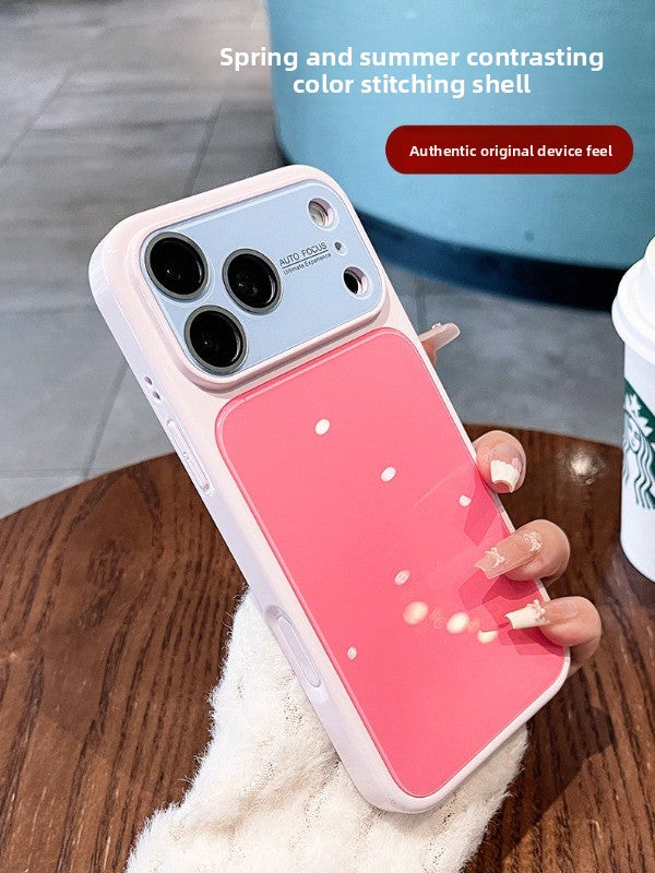 Spring and summer dopamine contrast color for iPhone 17 seconds change 17pro lens frame new mobile phone case iPhone16 integrated lens film solid color jelly anti-drop 15 explosive case Phone accessories