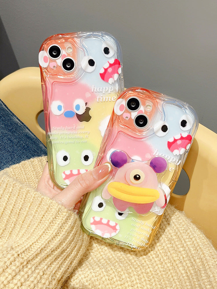 Accessories Color monster with bracket for Apple 14promax mobile phone case New fun cartoon cute iPhone14