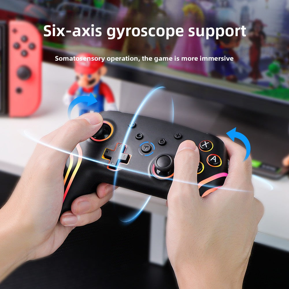 New NS PRO gamepad SWITCH Bluetooth wireless handle with six-axis somatosensory vibration RGB colorful lights