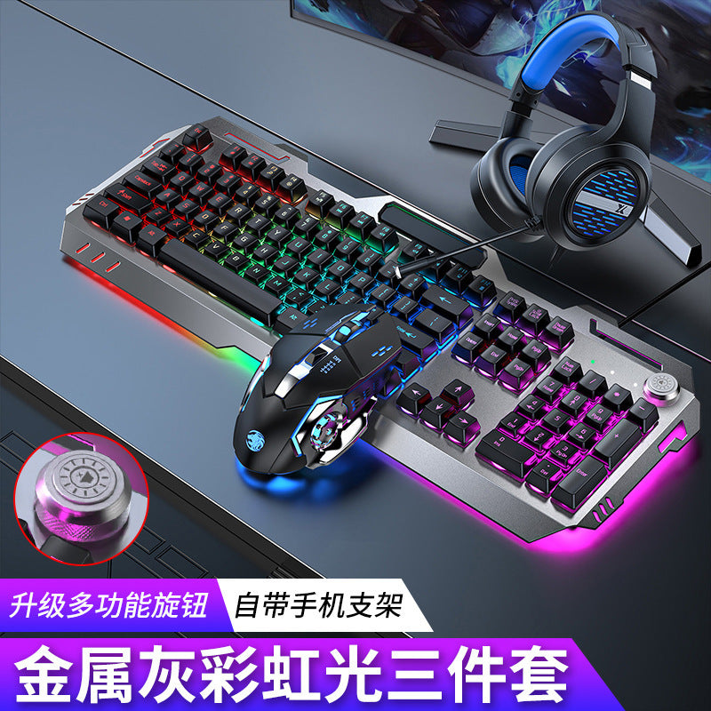 (Shipping fee not included) Cross-border mechanical tea shaft feel keyboard mouse earphone set laptop wired keyboard mouse e-sports game