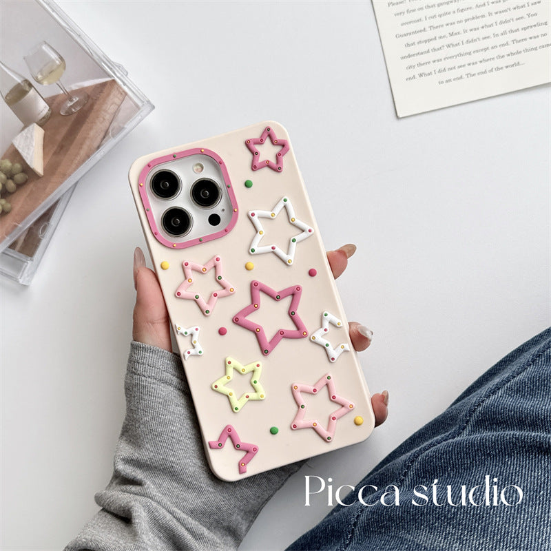 Accessories three-dimensional girl color stars for iphone14pro max mobile phone case apple 13 silicone soft case 12