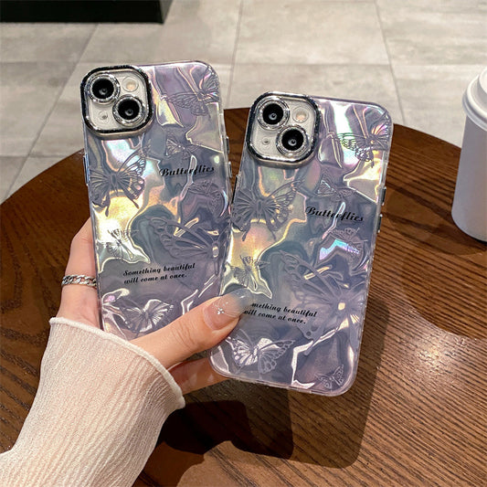 Accessories Japanese and Korean water ripple butterfly for iPhone15Pro mobile phone case Apple 14promax lens film 13/12 women