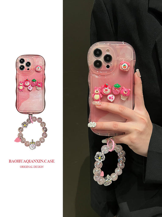 Accessories Smudge Powder Strawberry Bear Powder Lollipop Bracelet for Apple 14promax Mobile Phone Case iPhone13/14 New