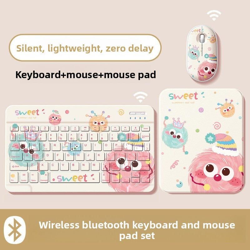 Wireless Bluetooth Keyboard Set For Apple Huawei Xiaomi Tablet PC Special External iPad Keyboard Mouse Set Office Silent No Delay Comfortable and Thin Little Monster Tablet Accessories