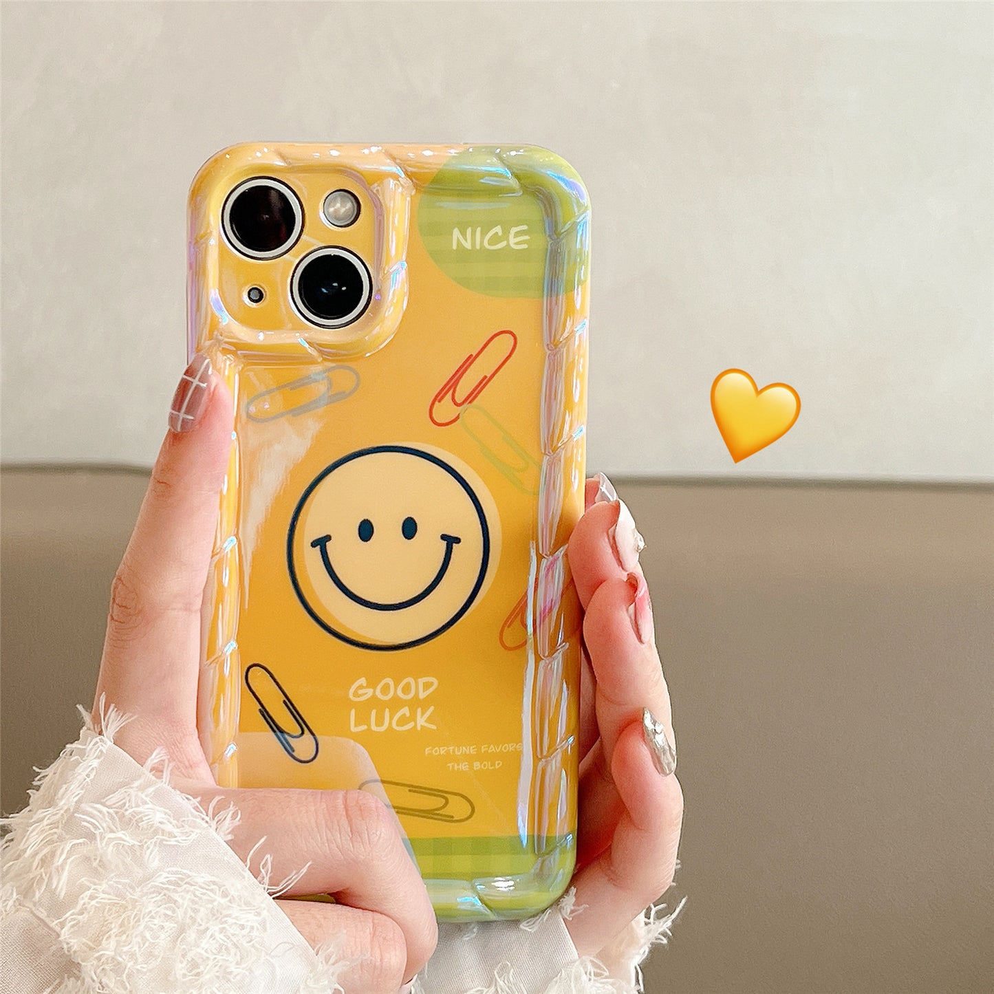 Accessories for Apple 14 mobile phone case iphone13promax Blu-ray label smiley face 11 simple ins wind 12 niche