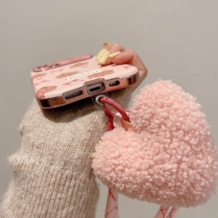 Accessories pink bow cartoon rabbit apple 15 mobile phone case iphone14 leather 13 soft case 12promax new