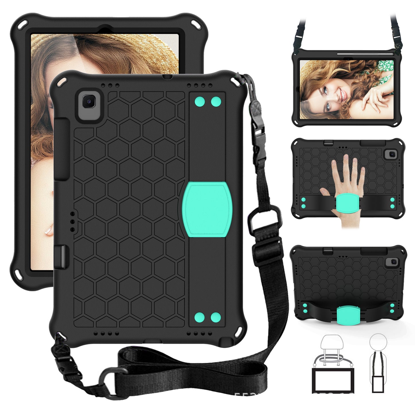 Applicable Samsung T500 Tablet A7 Protective Case EVA Children's Hand Holder T860 Pen Slot T720 Anti-drop 10.4 Shoulder Strap protective Accessories