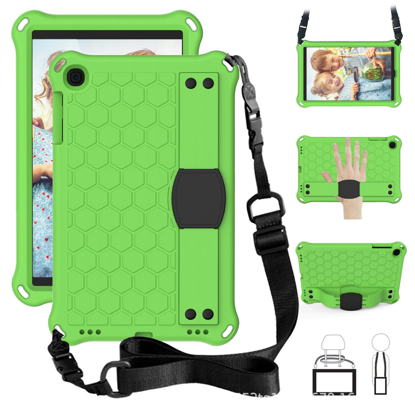 Suitable for Samsung tablet T510/T515 protective case EVA anti-drop case 10.1 inch hand rest bracket 2019 shoulder strap protective Accessories