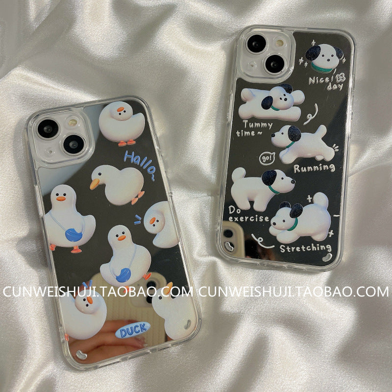 Accessories (Shipping fee not included) Mirror duck dog for iphone13promax apple 14pro mobile phone case 11 new xr creative 12