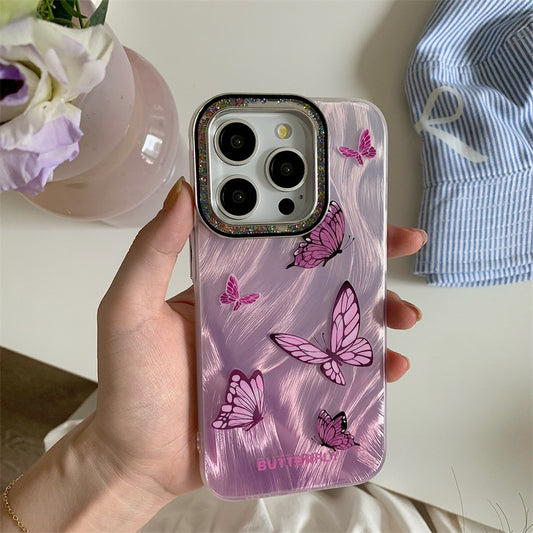 Accessories Japanese and Korean feather butterfly for iPhone15Pro mobile phone case Apple 14promax anti-drop 13/12 women 11 hard