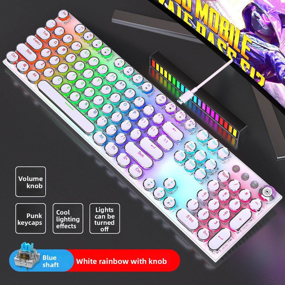 Steam Retro Punk Plated Knob Triple Mode Wireless RGB Wired Keyboard Mouse Mechanical Keyboard Computer Games