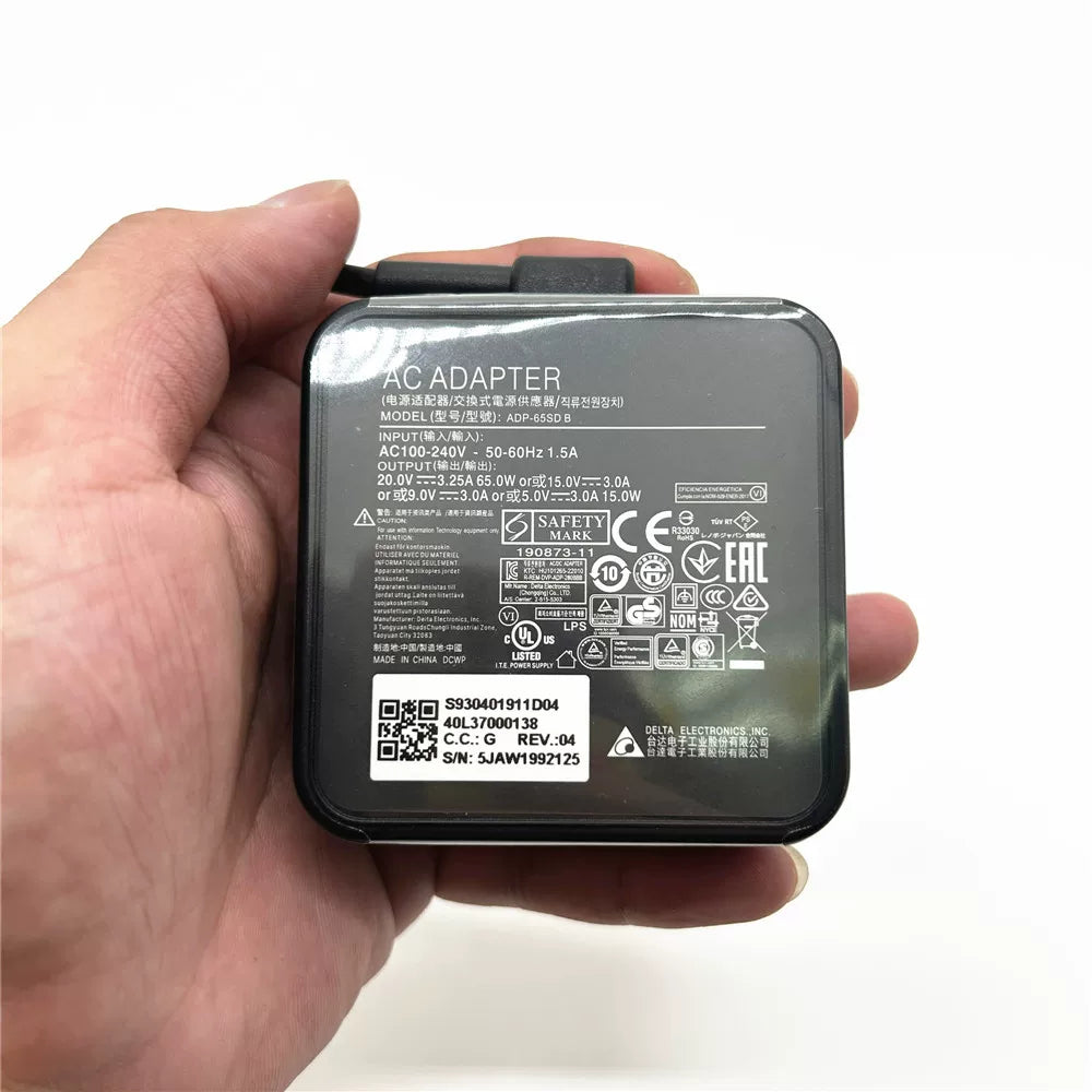 Genuine New Adapter ADP-65SD B 65W 20V 3.25A USB-C Type-C AC Adapter Charger For MSI Summit Series E13  E14, E16 Flip Evo A11MT A12UDT Prestige 13 AI Evo Prestige 14 Evo Prestige 16 13 Modern Series power supply MSI laptop repair parts