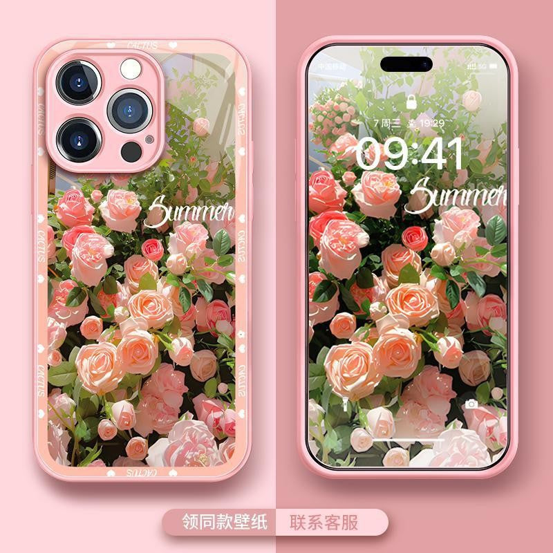 Accessories [Pink Rose] Apple 13 mobile phone case iphone14 all-inclusive 12promax protective case Huawei