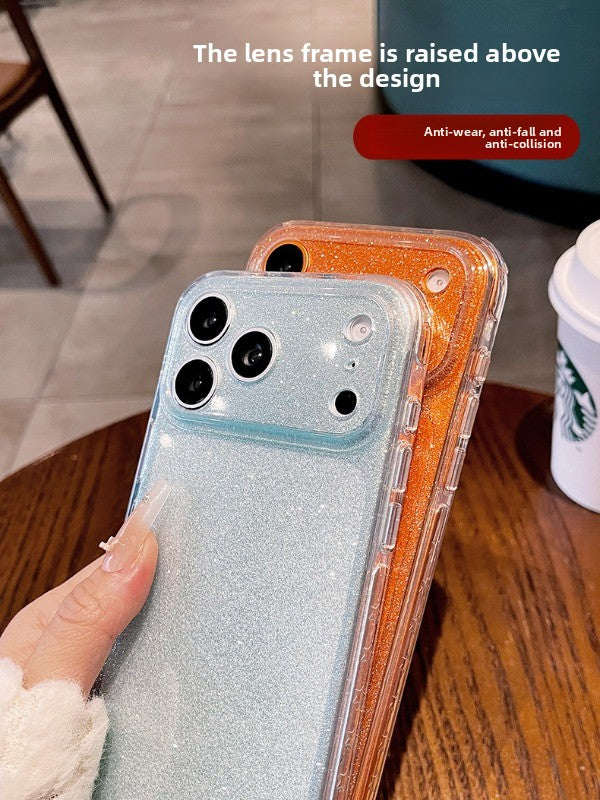 Glitter star airbag for iPhone 17promax mobile phone case new iPhone16 light luxury glitter transparent fine hole all-inclusive 15pro women's fresh flash case Phone accessories