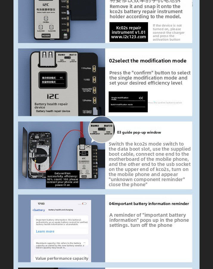 Battery Life Pop-up Tester for iPhone Mobile Phone Battery Change Efficiency Card Bug Repair Bounce Window Instrument Battery Free Cable Laptop Mobile Phone Repair tools