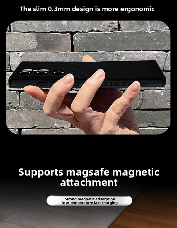For Samsung s25ultra mobile phone case s24 + new 360 magnetic bracket s23 ultra-thin s22 protective case por anti-drop note all-inclusive heat dissipation black MagSafe men's and women's summer hard case Phone accessories