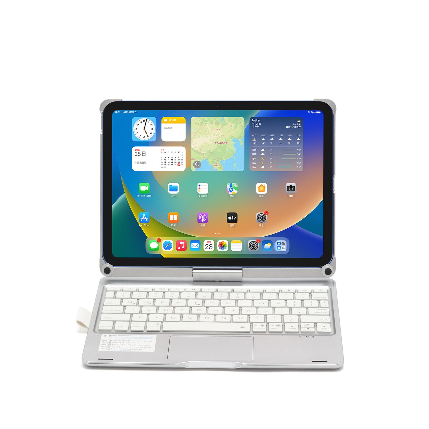 Bluetooth keyboard case for iPad 10th generation 360 degree rotation with multi-color backlight multi-touch protective Accessories