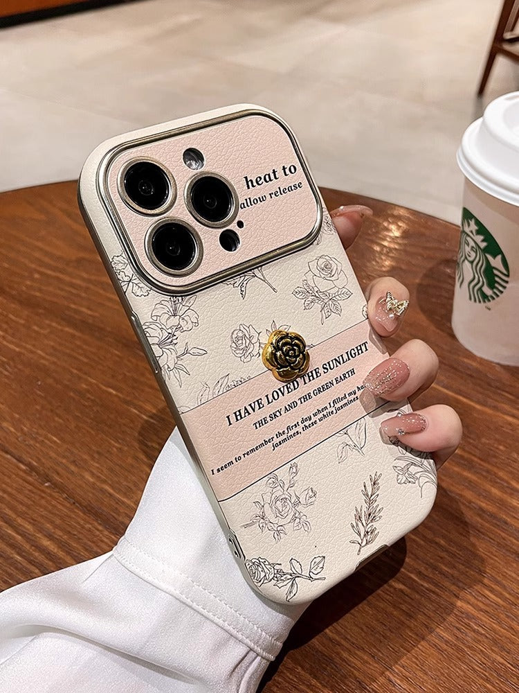 Accessories Camellia is suitable for Apple 15promax mobile phone case, new iphone14 anti-drop protective case, men's retro premium.