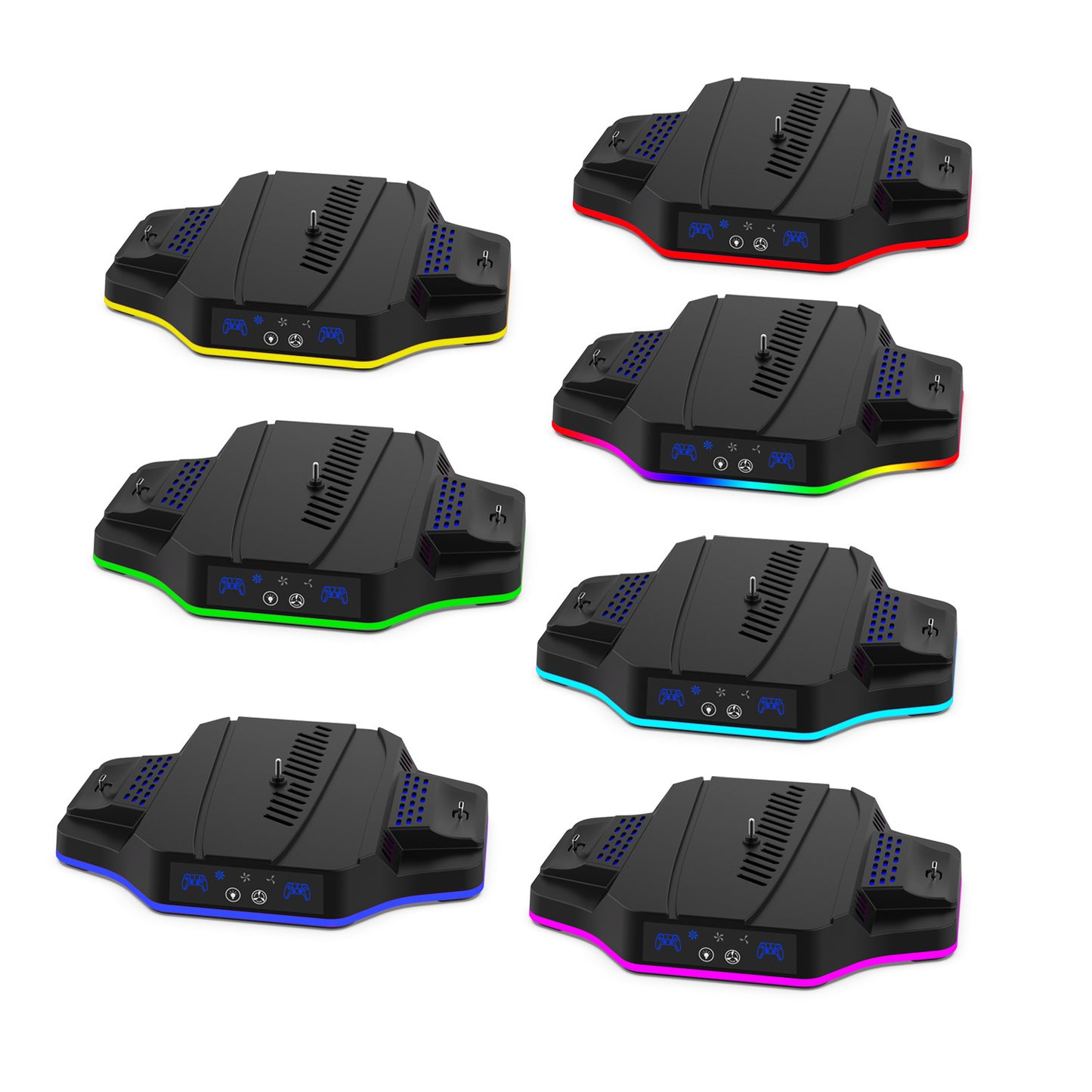 PS5slim game console cooling base with RGB colorful atmosphere light P5 gamepad seat charger TP5-3583