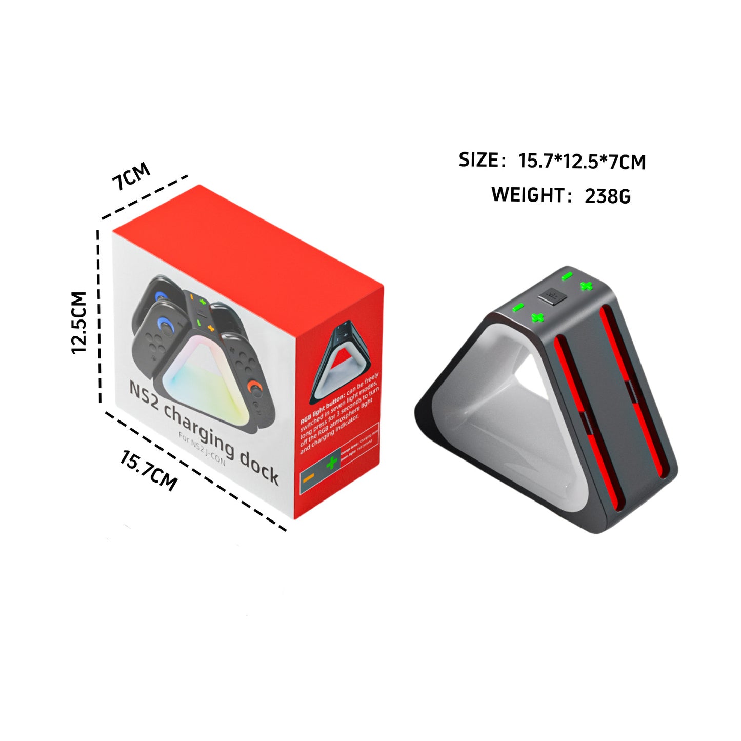 New SWITCH2 colorful seat charger NS2 joy-con four-in-one fast charging triangular charging base