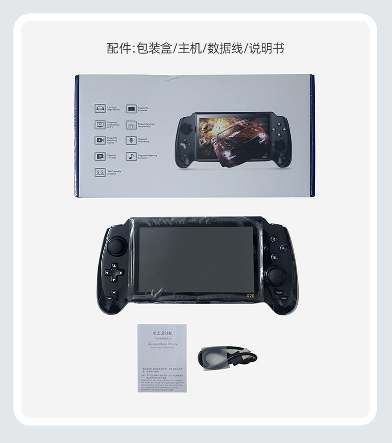 7" inch X20 IPS HD Dual joystick psp 4500mAh rechargable 2.4G Support wireless gamepad Linux games Handheld Game Player console GBA nostalgic retro NES game console FC