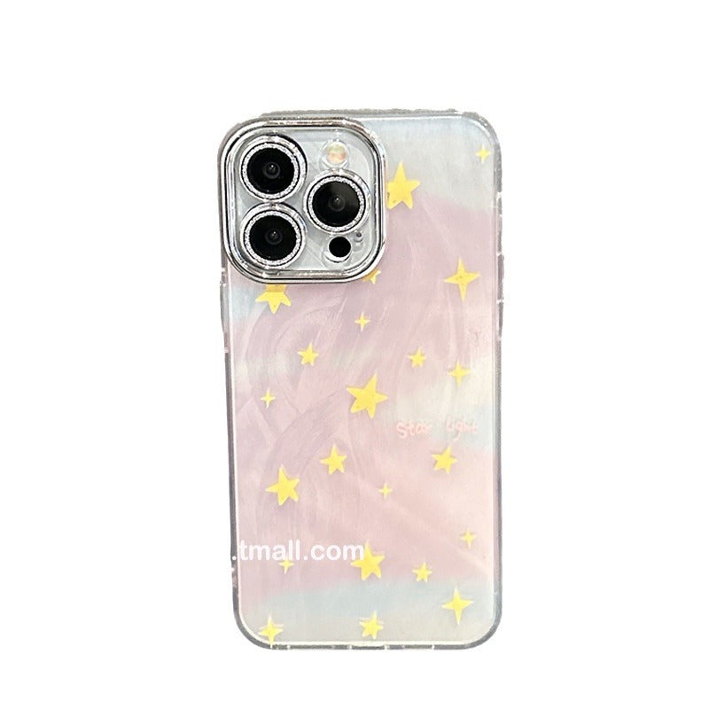 Accessories Pink feather yarn smudged star lens film suitable for Apple 15promax mobile phone case iphone14 women's 15p