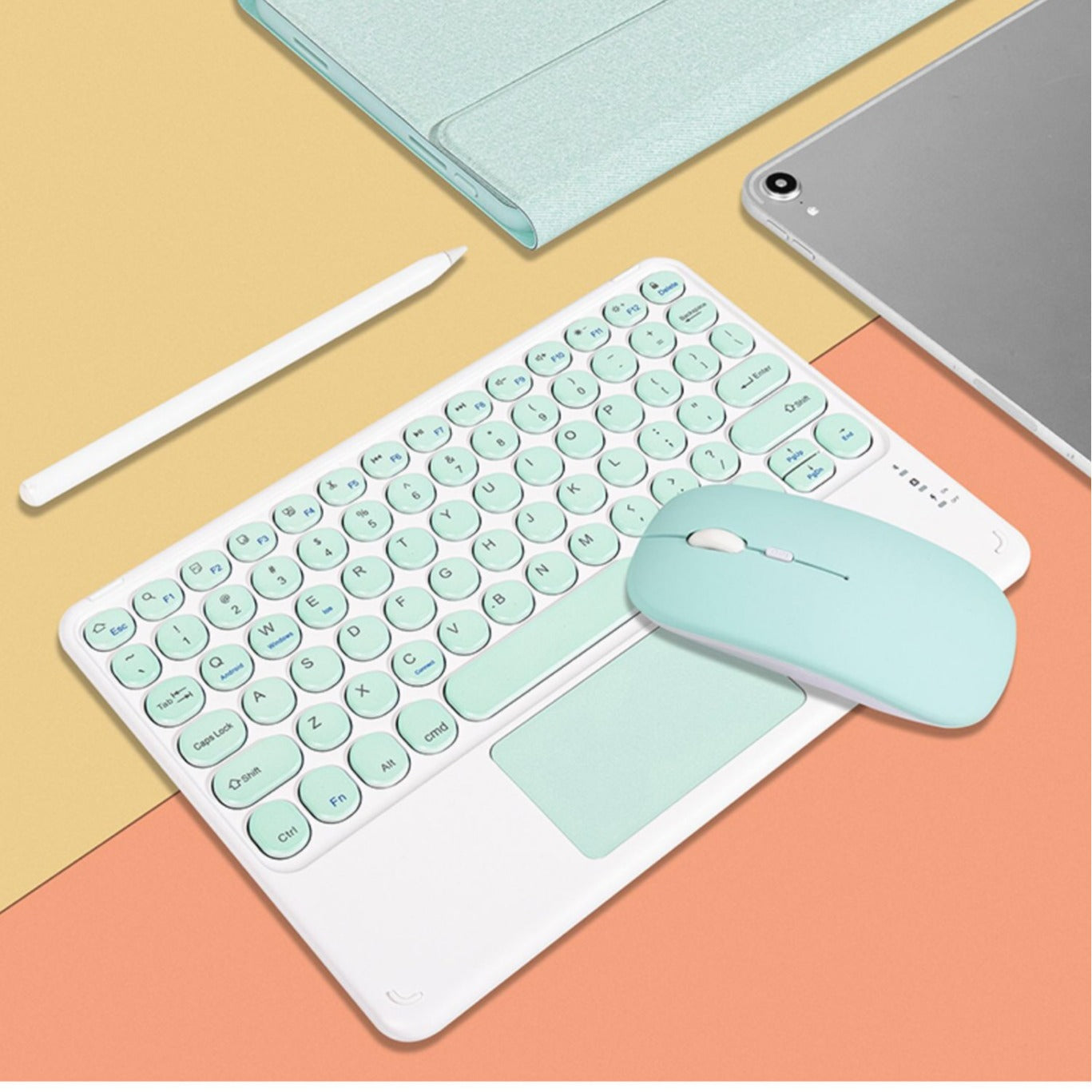 Manufacturer wholesale bluetooth retro round second control bluetooth keyboard tablet light bluetooth keyboard and mouse set protective Accessories