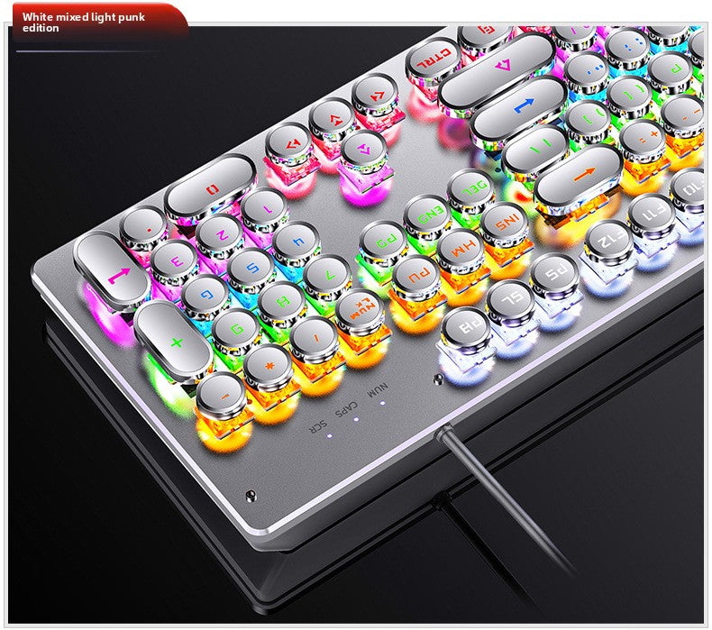Silver Sculptor Summoner Real Mechanical Keyboard, Interchangeable Axis Gaming Blue Axis Gaming Punk Wired USB