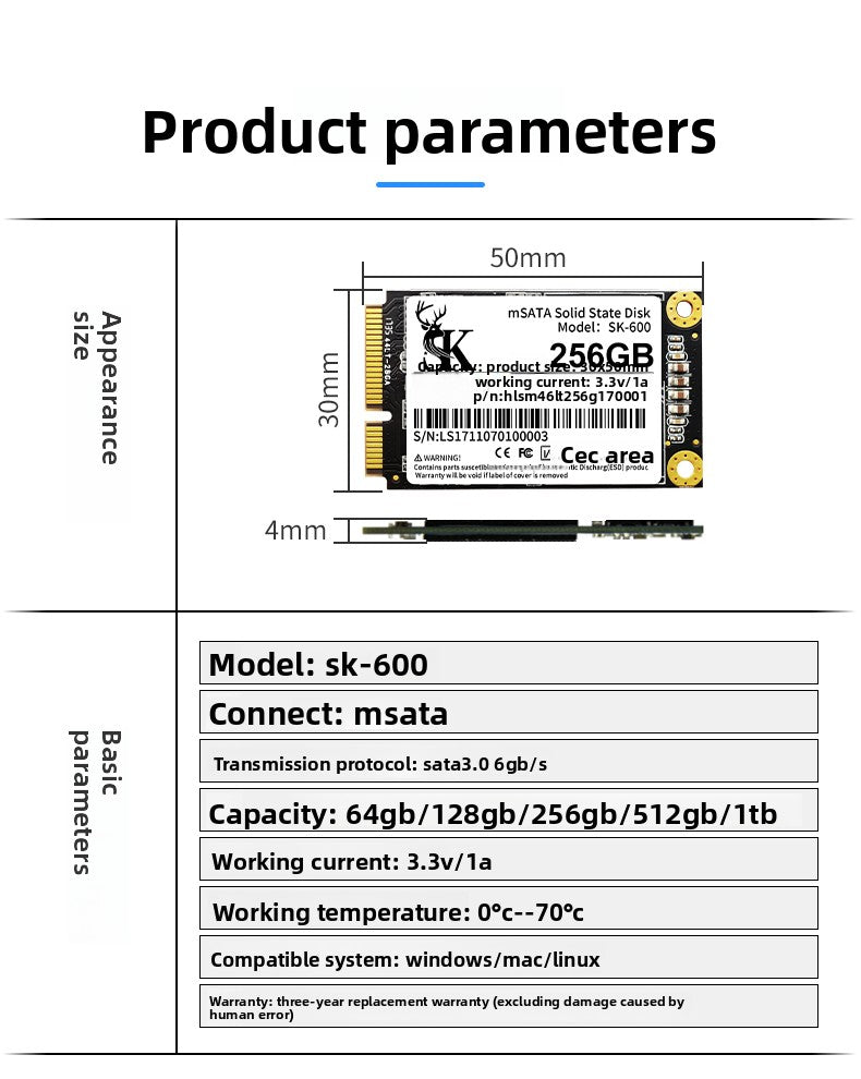 SSD SK 64G 128G 256G 512G 1T 2T msata SSD Notebook Computer Desktop PC 32GB 64GB 120GB 128GB SSD hard solid  drive disk
