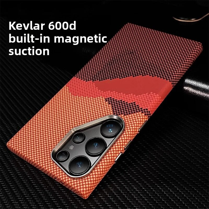 For Samsung S25Ultra Mobile Phone Case S24Ultra Kevlar 600D Skin Sense Hard Case S25 Premium S23 Anti-drop Galaxys24 + Built-in Magsafe Magnetic Case Hard Case Phone accessories
