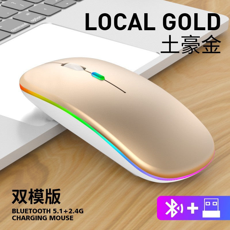 RGB Bluetooth Dual-mode Wireless Mouse for Laptop Tablet PC All-in-One Computer Silent No Noise Office Esports Games 5.1 + 2.4G Rechargeable Mute Charging Mouse