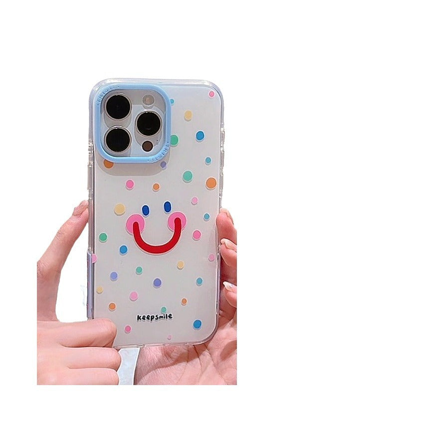 Accessories girl ins color polka dot smiley face for apple 15promax mobile phone case iphone13 new 14pro women