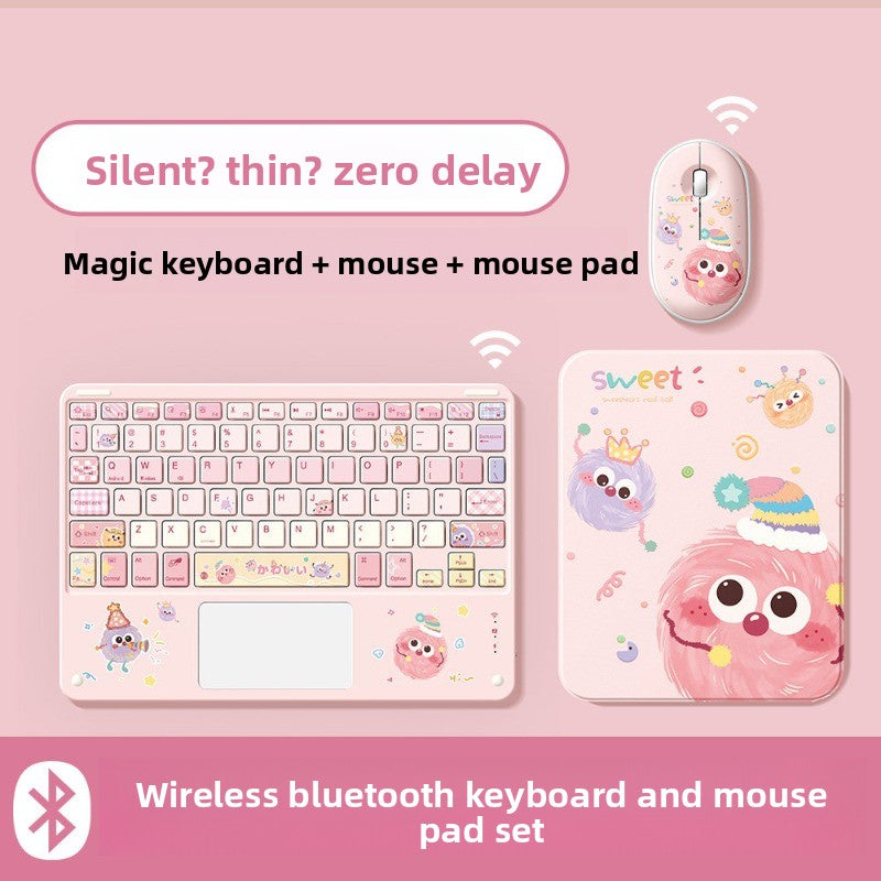 Wireless Bluetooth Keyboard Set For Apple Huawei Xiaomi Tablet PC Special External iPad Keyboard Mouse Set Office Silent No Delay Comfortable and Thin Little Monster Tablet Accessories