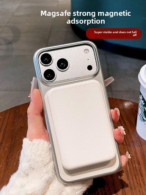 Contrast color electroplating magnetic suction for iPhone 17promax mobile phone case New iPhone16 matte texture strong magnetic adsorption hard case 15pro simple niche case Phone accessories