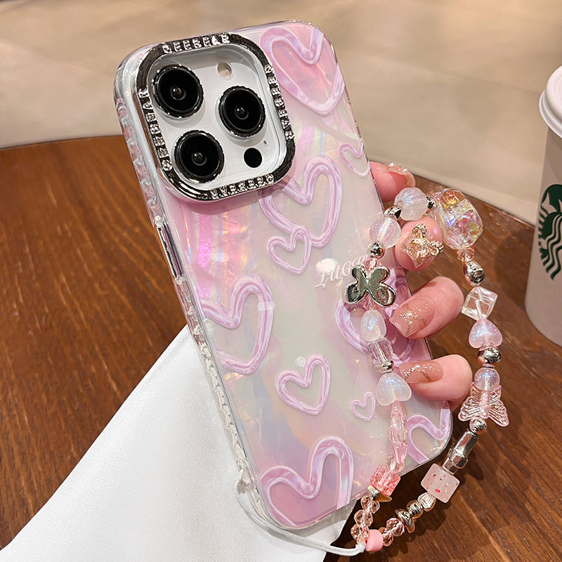 Accessories Japanese and Korean shell pattern love is suitable for Apple 15 mobile phone case women's new niche atmosphere 14promax all-inclusive anti-proof