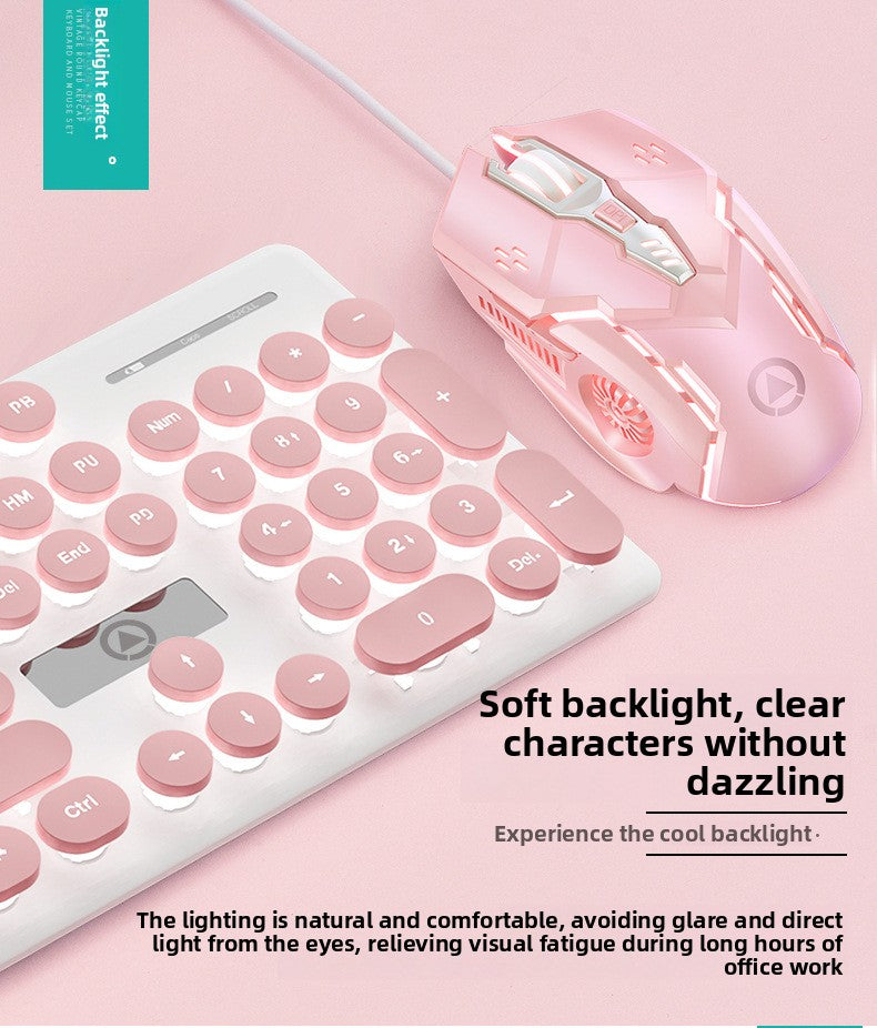 Silver carving V8 punk mechanical feel keyboard mouse set luminous game computer accessories