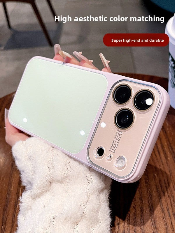 Contrasting color large window glass for iPhone 17promax mobile phone case New iPhone16 seconds change 17pro large window dopamine soft edge 15pro with lens film protection Phone accessories