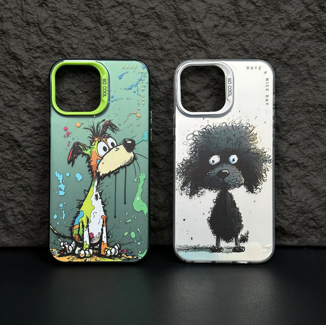 Accessories oil painting splash ink puppy apple 14/12/11/iPhone13Promax Internet celebrity tide 14Pro personalized mobile phone case