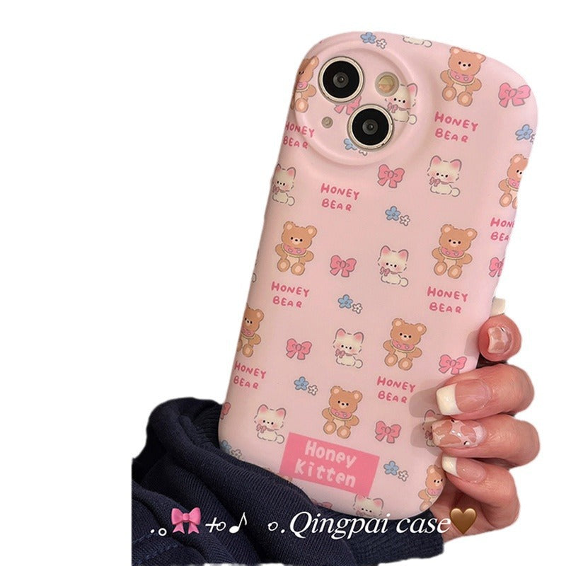 Accessories ins cute pink bear rabbit for apple 15promax mobile phone case iphone13 new 14pro female