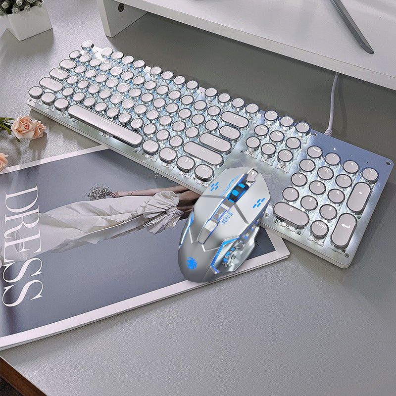 E-sports wired mechanical keyboard Metal key cap Mechanical shaft keyboard mouse headset Punk game keyboard mouse