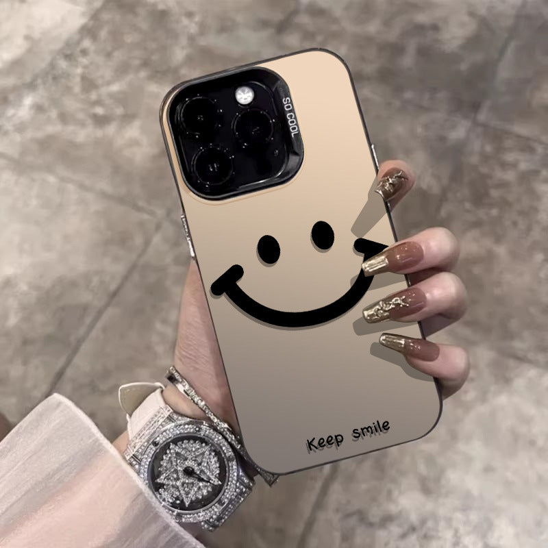 Accessories for Apple 15promax mobile phone case, matte red smiley face iPhone14pro protective case, fashionable and creative.