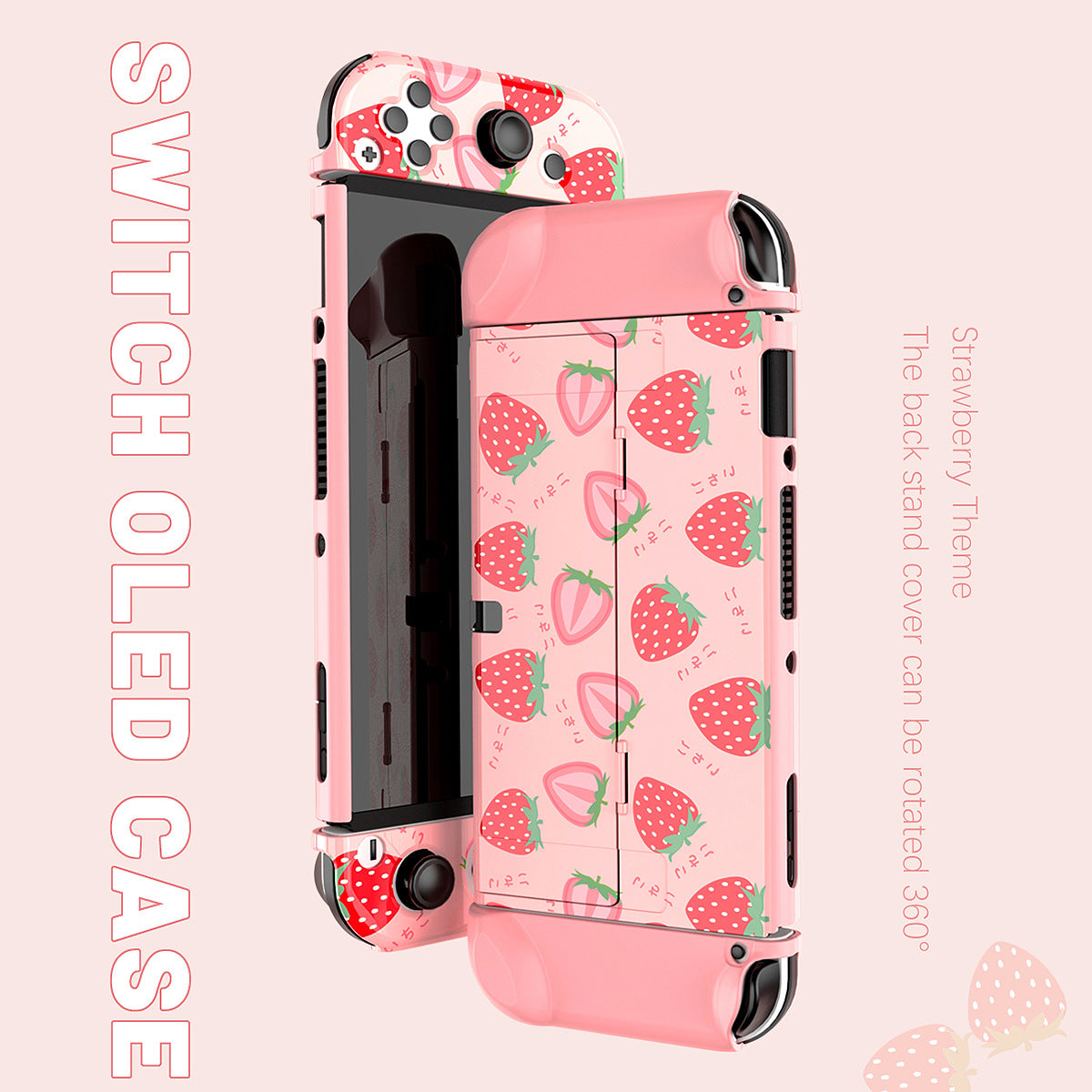 Strawberry bag for Nintendo switch OLED host protective case storage bag rocker cap protective set