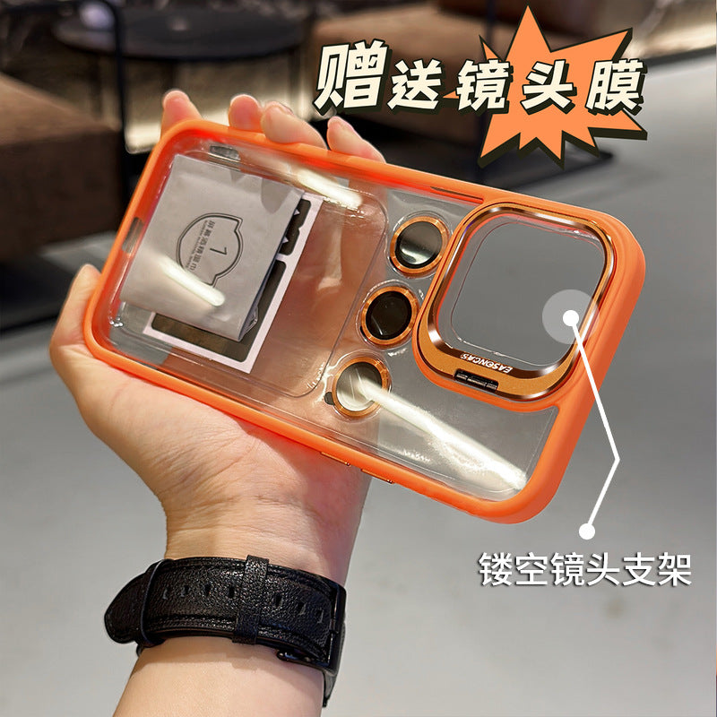 (Free shipping)For iPhone Superior summer orange  Phone case transparent lens film Lens cap bracket for free