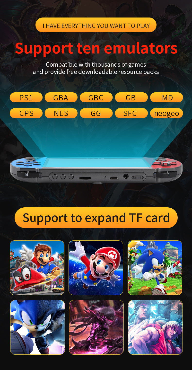 5.1" nch x7 plus HD 15000 games Dual Joystick Handheld Game Player console Nostalgic 128-bit retro game console