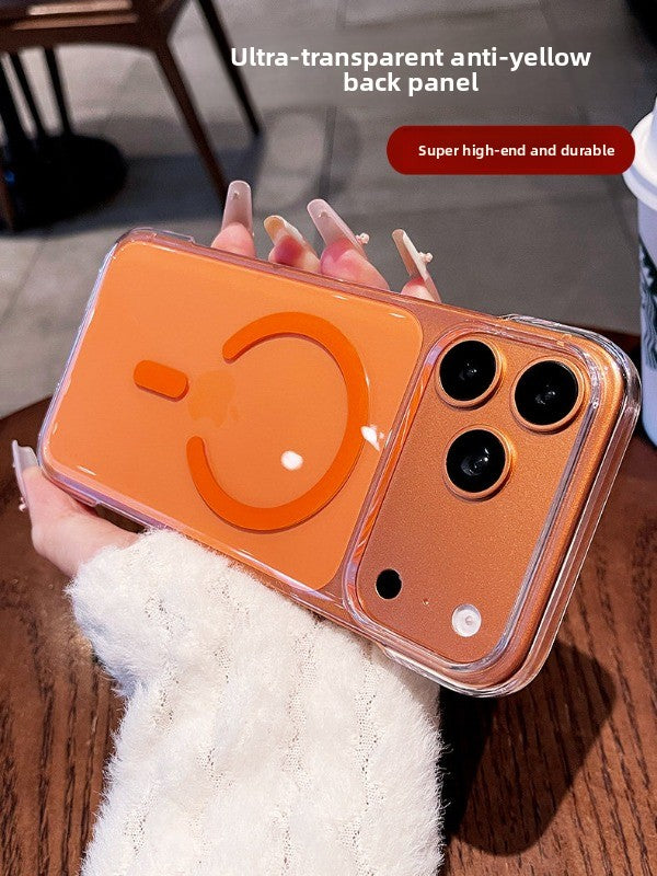 Frameless high magnetic permeability for iPhone 17promax mobile phone case New iPhone16magsafe strong magnetic adsorption Color magnetic attraction ring 15 Frameless transparent case Phone accessories