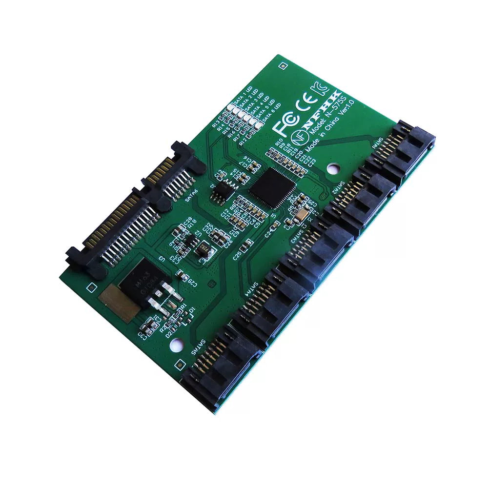 JMB575 One SATA to 5 SATA3.0 expansion card adapter card, can not be connected to the main board SATA port Repair Tools