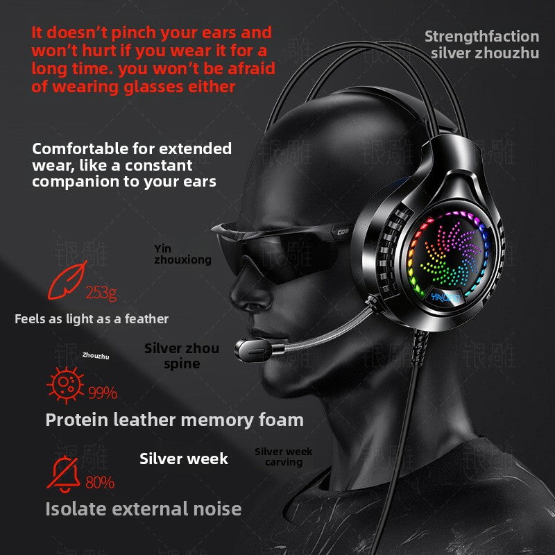 Silver Diao Q7 Headset Wired Light 7.1 Video USB Gaming Headset